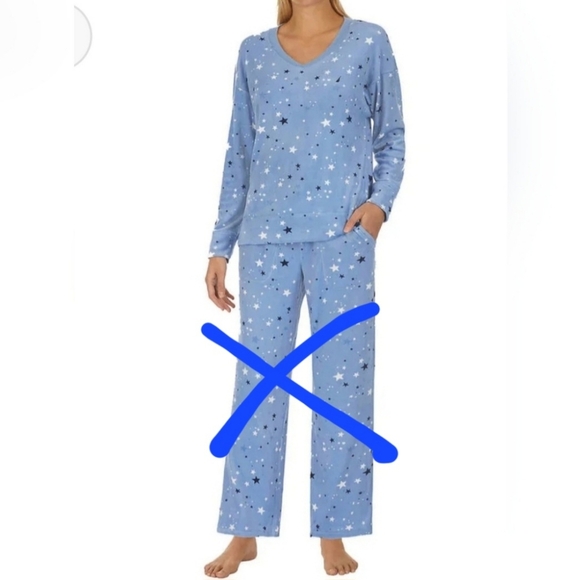 ❤️ Nautica Fleece Pajama Top Womens Medium Blue Stars Print | Top Only - Picture 2 of 6